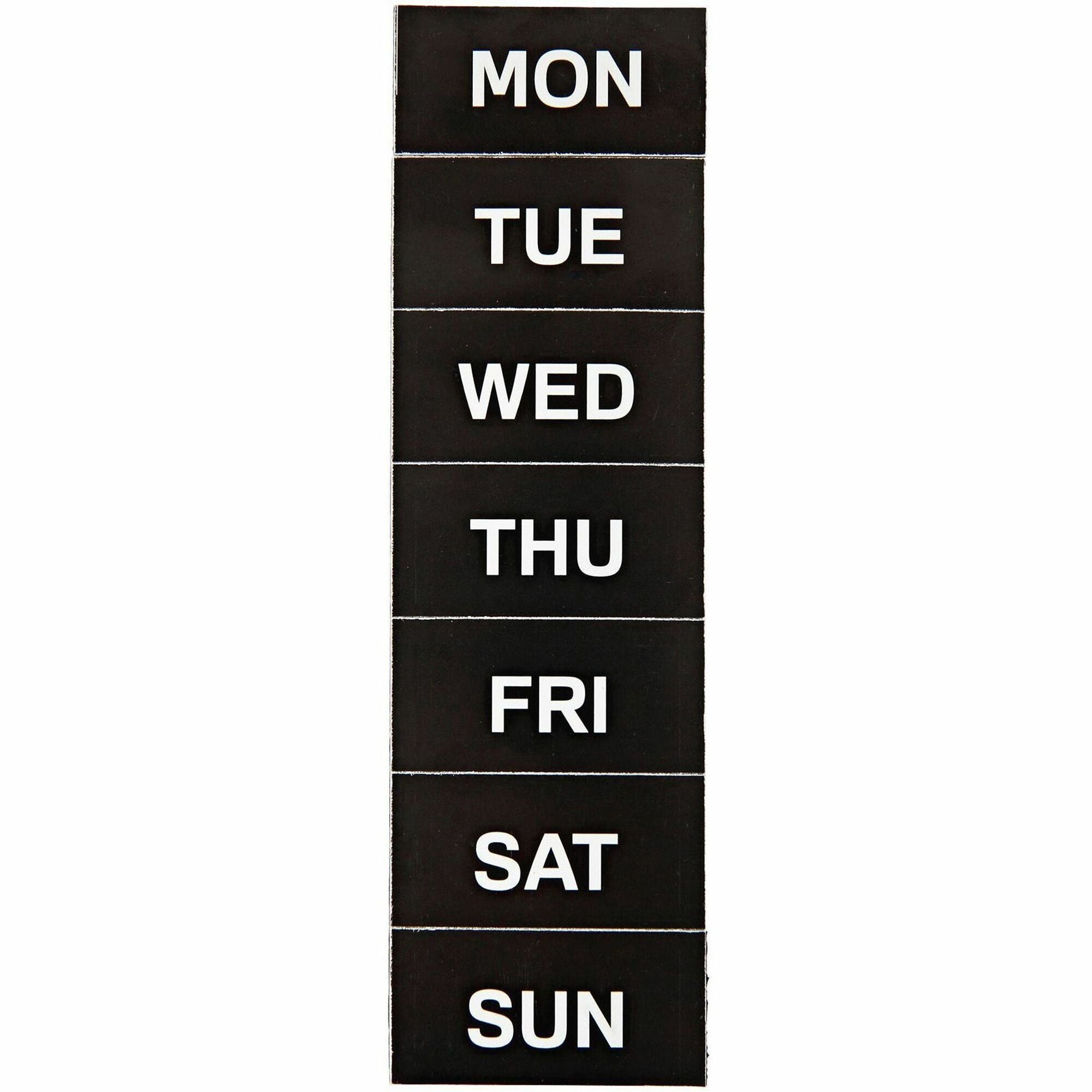 Skill Learning: Name of Days - Magnetic - 1" Height x 2" Width - Black - 7 / Pack