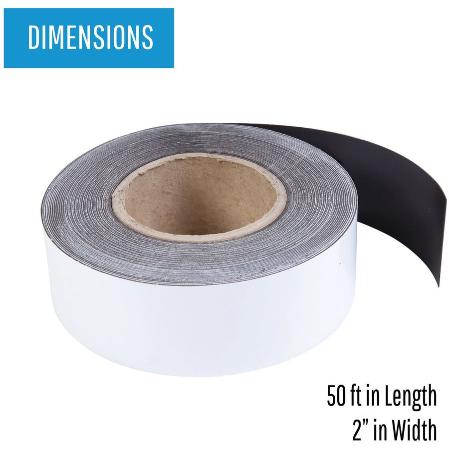 MasterVision Magnetic Dry Erase Roll, 2" x 600", White, Magnetic, 1 Roll