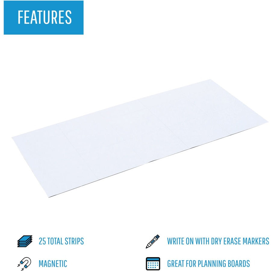 MasterVision 2" Magnetic Dry Erase Strips, White, 0.88" x 2", 1 Pack