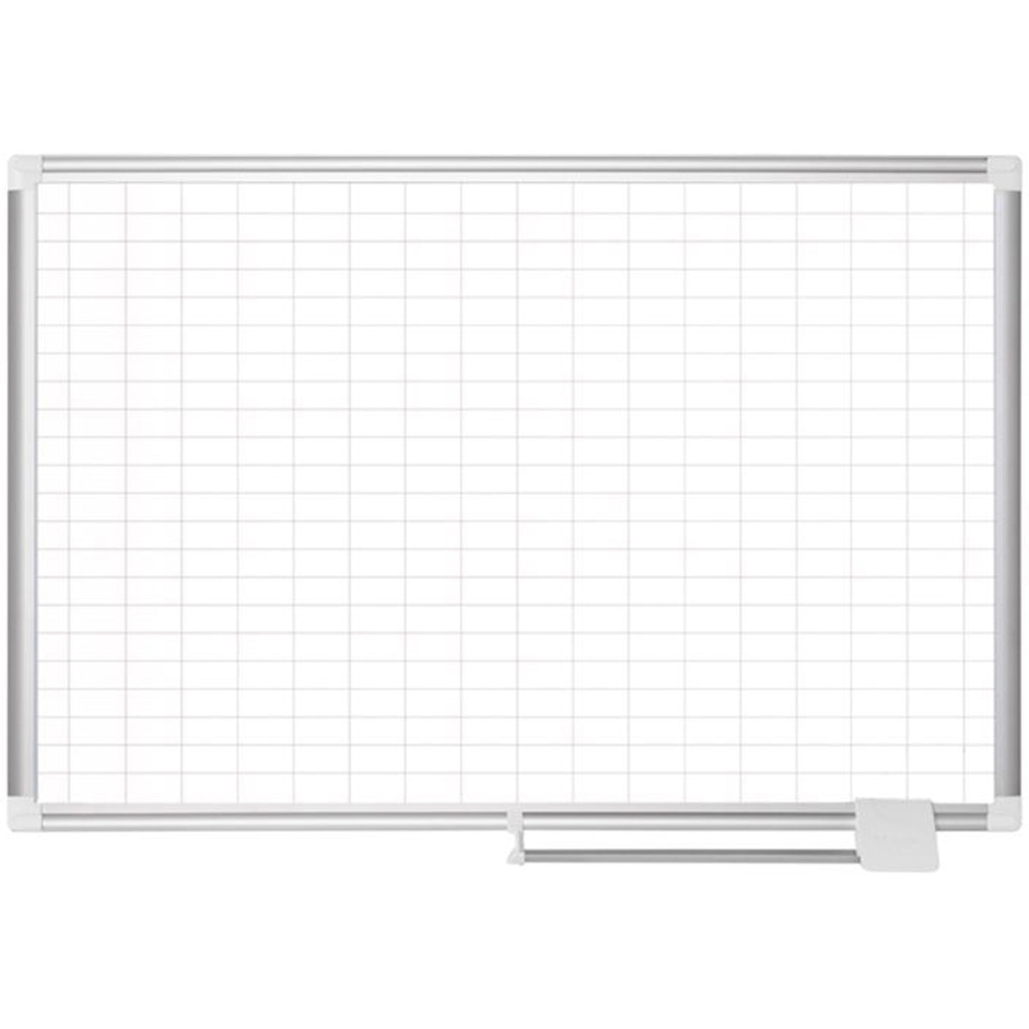 1" x 2" Block - White, Gold - Aluminum, Steel - 36" Height x 48" Width - Magnetic, Dry Erase Surface, Marker Tray - 1 Each