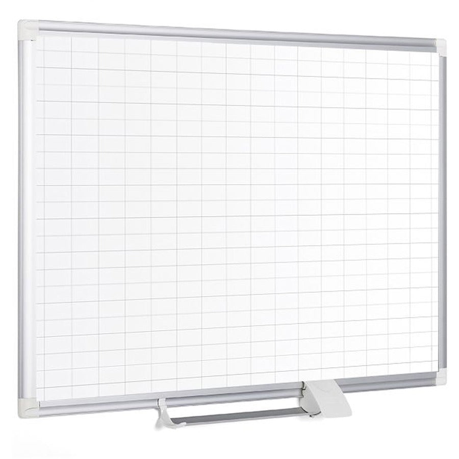 1" x 2" Block - White, Gold - Aluminum, Steel - 36" Height x 48" Width - Magnetic, Dry Erase Surface, Marker Tray - 1 Each