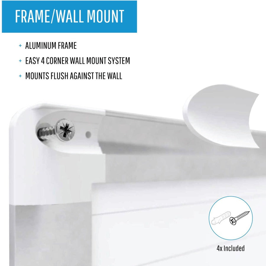1" x 2" Block - White, Gold - Aluminum, Steel - 36" Height x 48" Width - Magnetic, Dry Erase Surface, Marker Tray - 1 Each