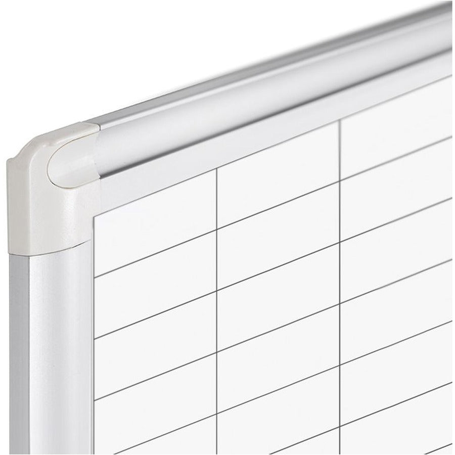 1" x 2" Block - White, Gold - Aluminum, Steel - 36" Height x 48" Width - Magnetic, Dry Erase Surface, Marker Tray - 1 Each
