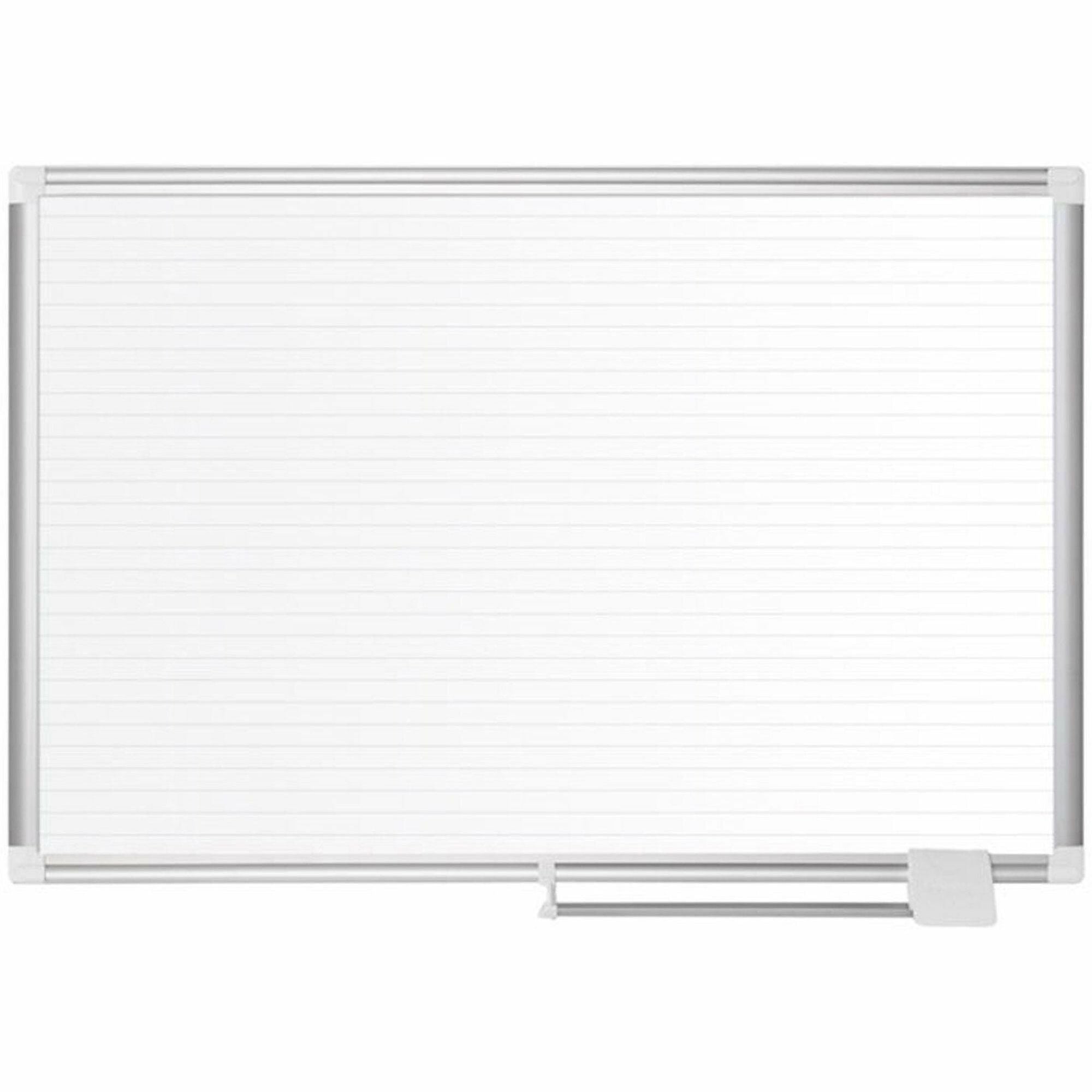 White, Gold - Aluminum, Steel - 36" Height x 48" Width - Magnetic, Dry Erase Surface, Marker Tray - 1 Each