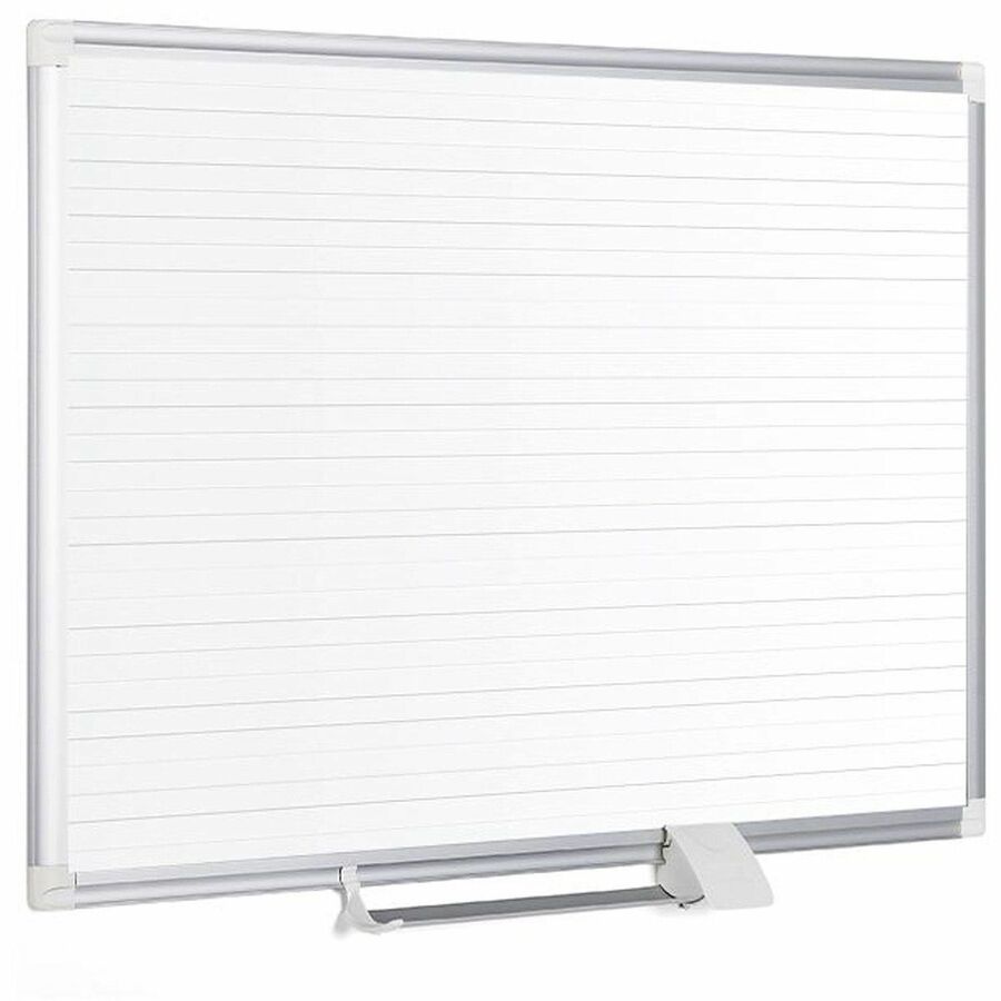 White, Gold - Aluminum, Steel - 36" Height x 48" Width - Magnetic, Dry Erase Surface, Marker Tray - 1 Each