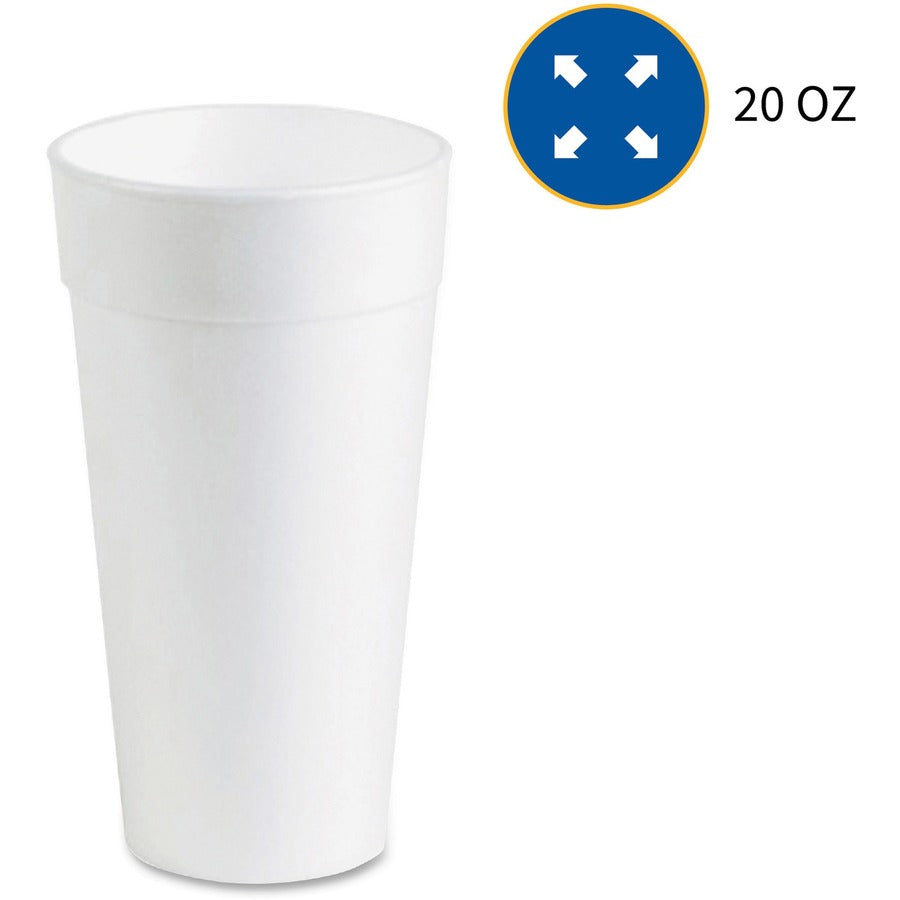 20 fl oz - White - Styrofoam - Hot Drink, Cold Drink - 500 / Carton