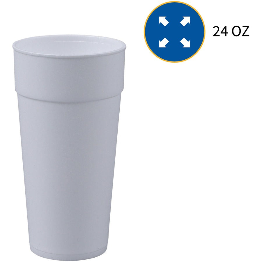 24 fl oz - White - Styrofoam - Hot Drink, Cold Drink - 300 / Carton