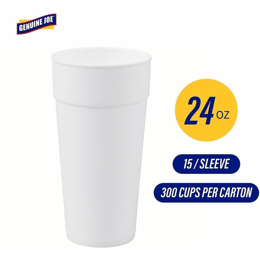 24 fl oz - White - Styrofoam - Hot Drink, Cold Drink - 300 / Carton