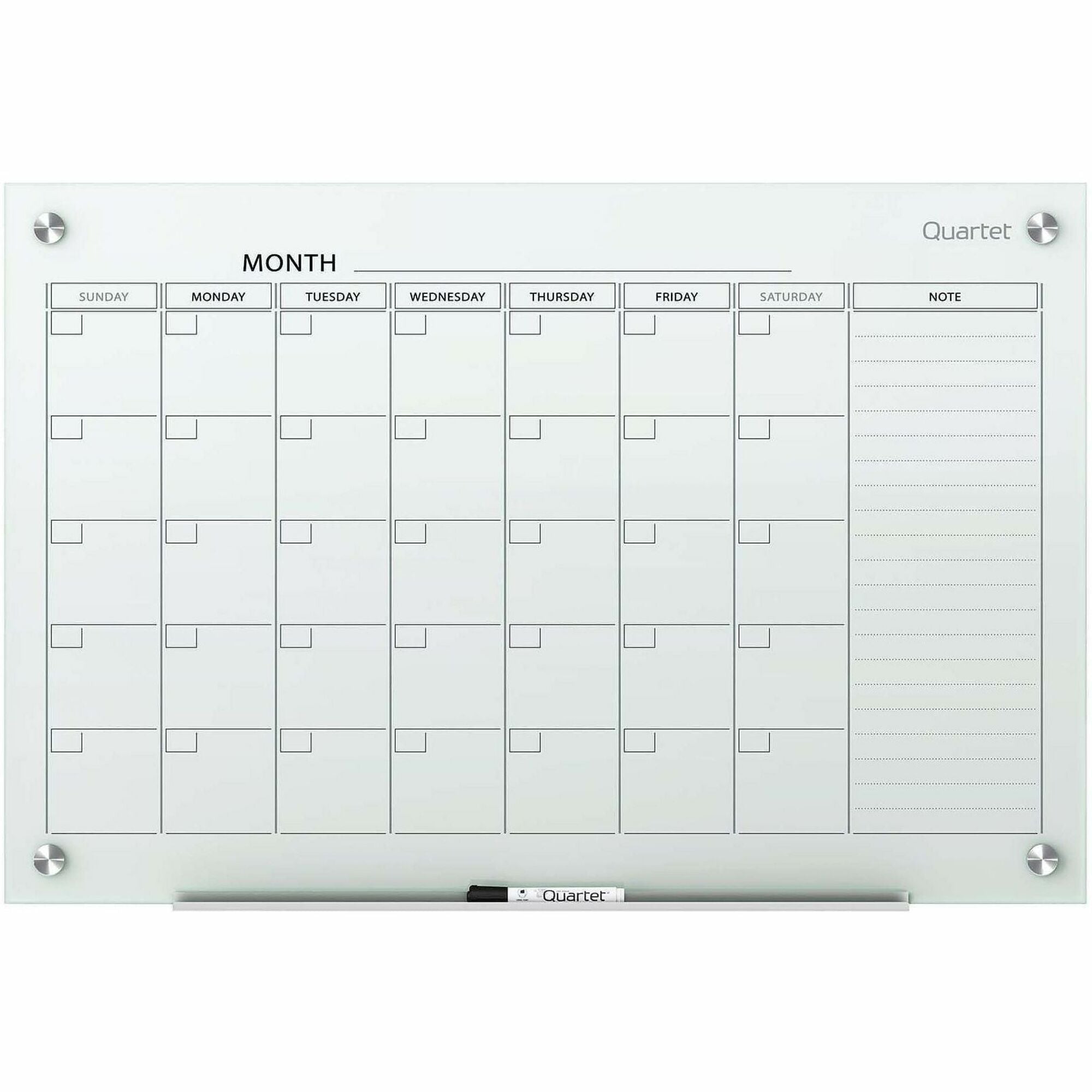36" x 24" Sheet Size - White - Tempered Glass - Magnetic, Stain Resistant, Ghost Resistant, Write-on, Reusable - 1 Each