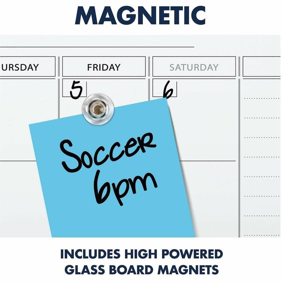 36" x 24" Sheet Size - White - Tempered Glass - Magnetic, Stain Resistant, Ghost Resistant, Write-on, Reusable - 1 Each