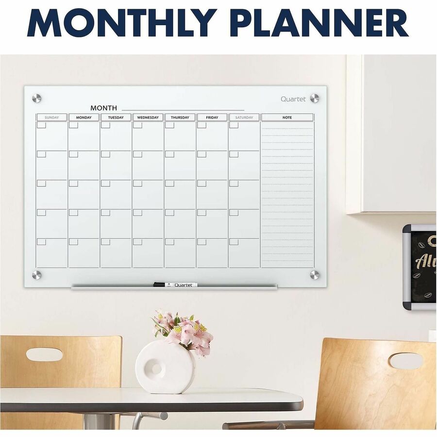 36" x 24" Sheet Size - White - Tempered Glass - Magnetic, Stain Resistant, Ghost Resistant, Write-on, Reusable - 1 Each