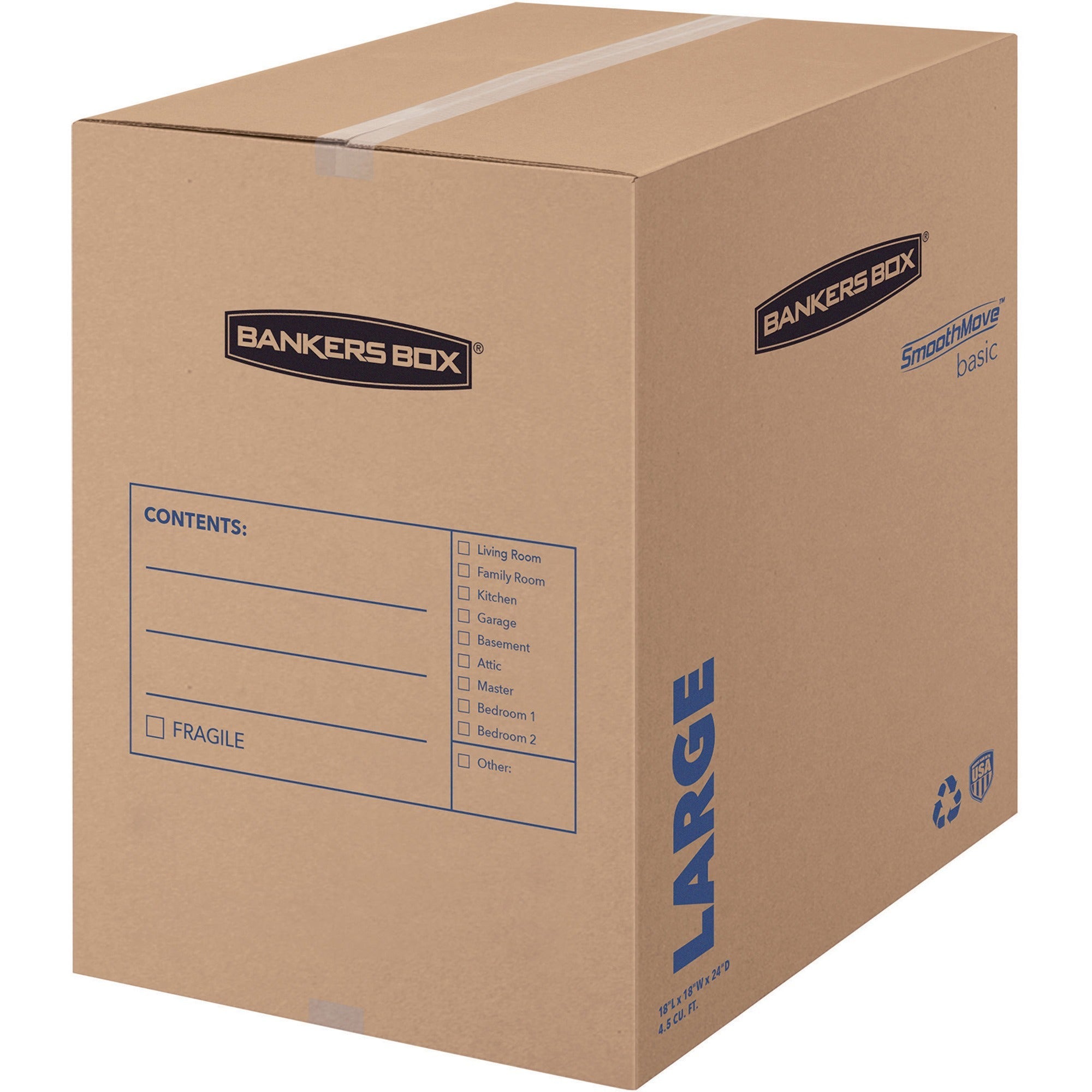 Internal Dimensions: 18" Width x 18" Depth x 24" Height - External Dimensions: 18.3" Width x 18.3" Depth x 24.8" Height - Kraft, Black - Recycled - 15 / Carton