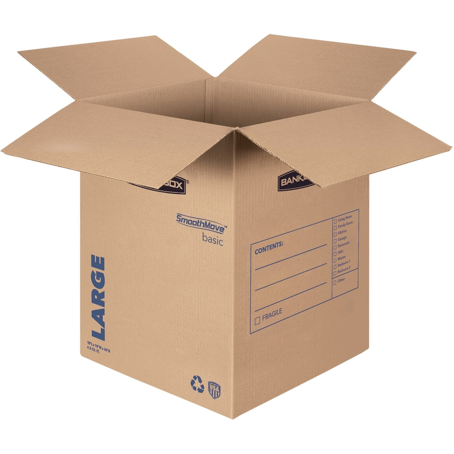 Internal Dimensions: 18" Width x 18" Depth x 24" Height - External Dimensions: 18.3" Width x 18.3" Depth x 24.8" Height - Kraft, Black - Recycled - 15 / Carton