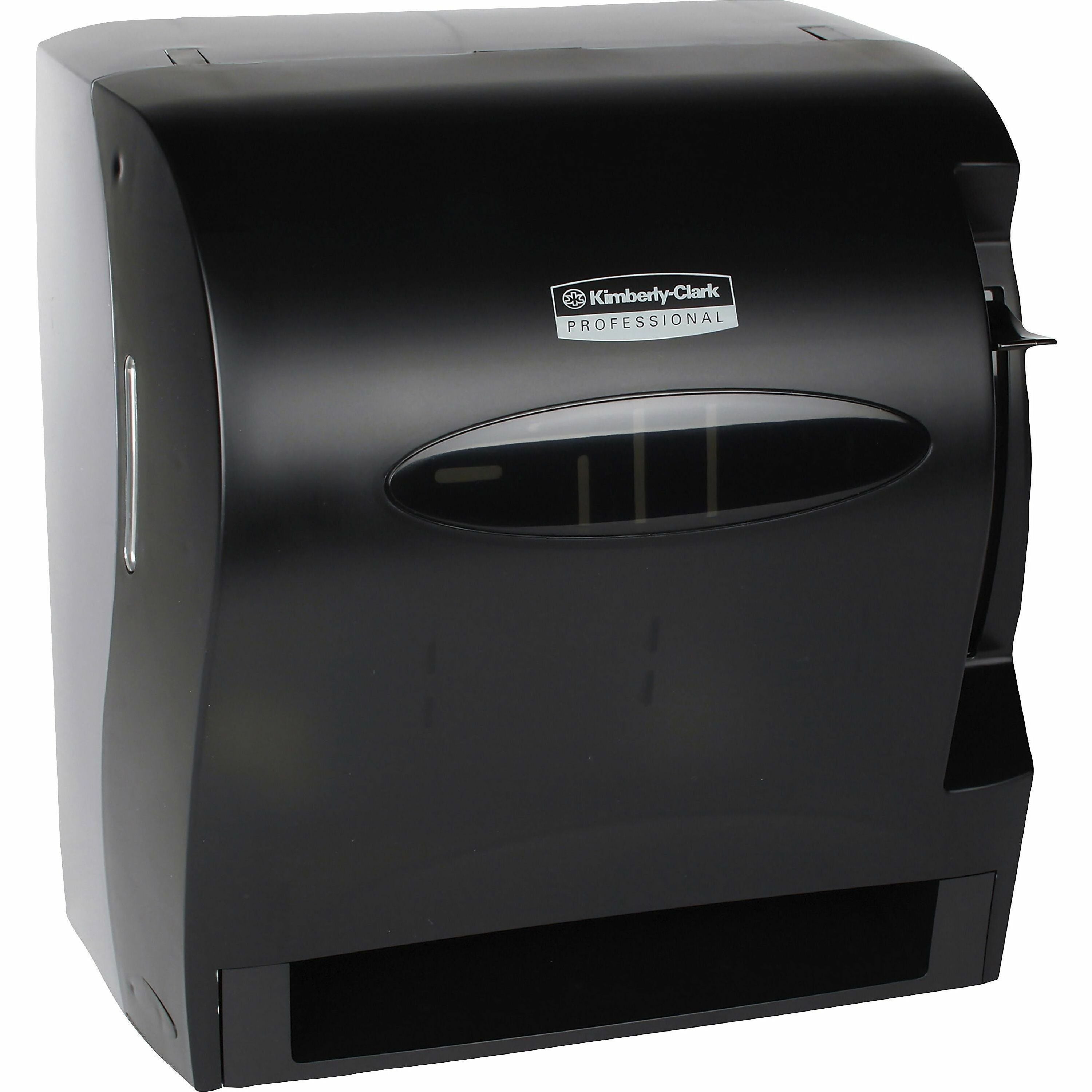 Roll Dispenser - 13.5" Height x 13.3" Width x 9.8" Depth - Plastic - Black - Translucent, Durable, Lockable - 1 Each