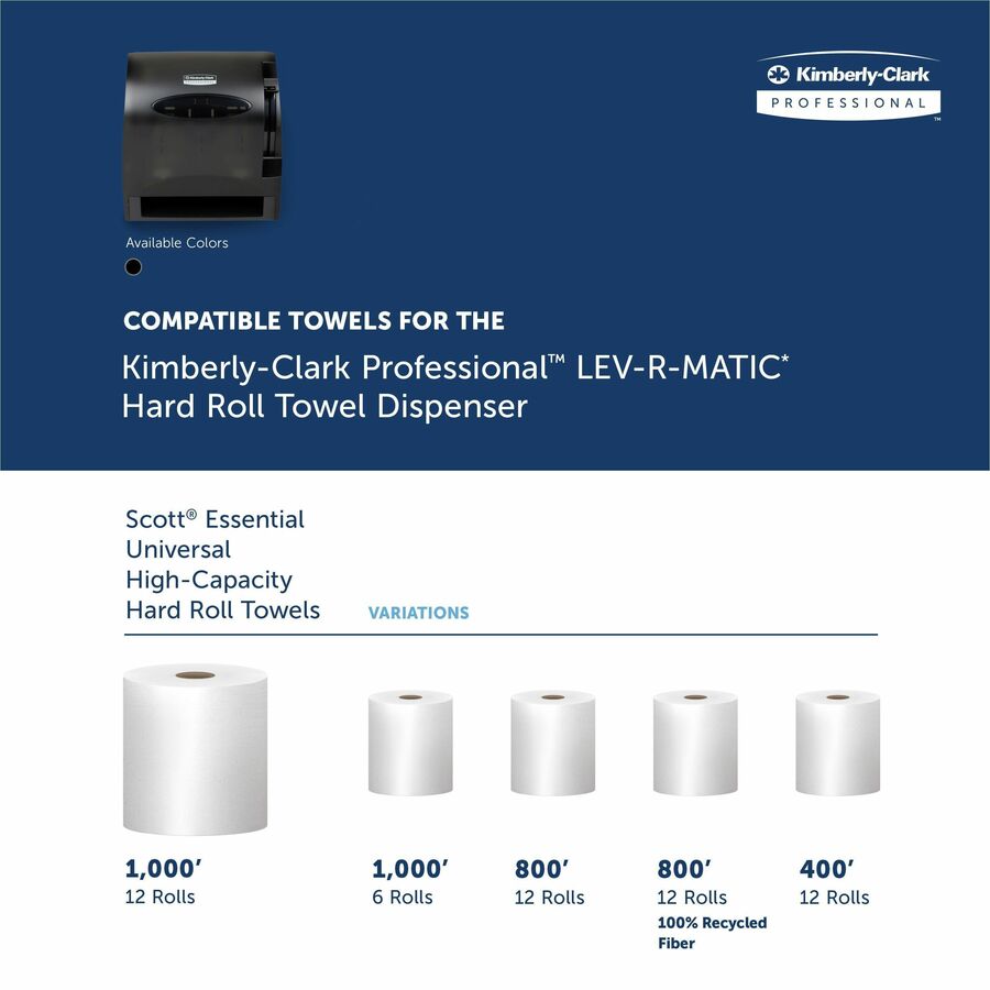 Roll Dispenser - 13.5" Height x 13.3" Width x 9.8" Depth - Plastic - Black - Translucent, Durable, Lockable - 1 Each