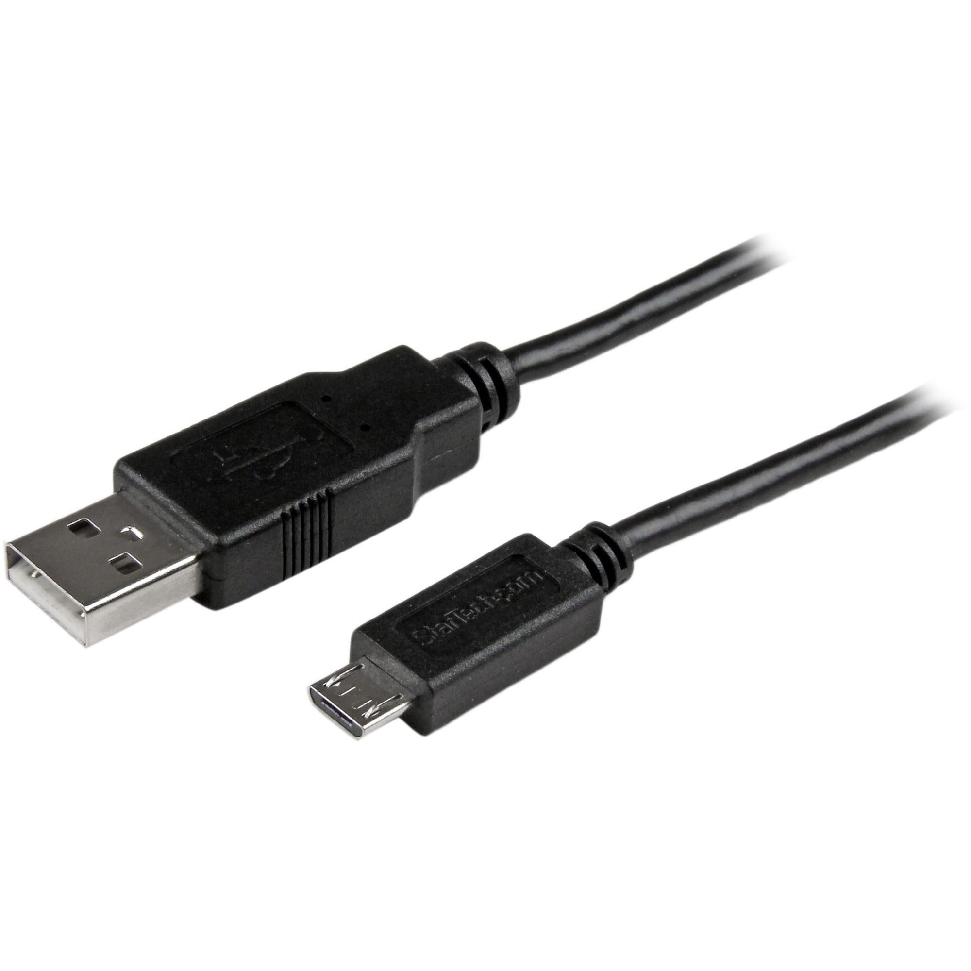 StarTech.com Sync/Charge USB Data Transfer Cable, 3 ft, USB 2.0 Type A Male to Micro USB 2.0 Type B Male, 480 Mbit/s, Nickel Plated, Black, 1 Each