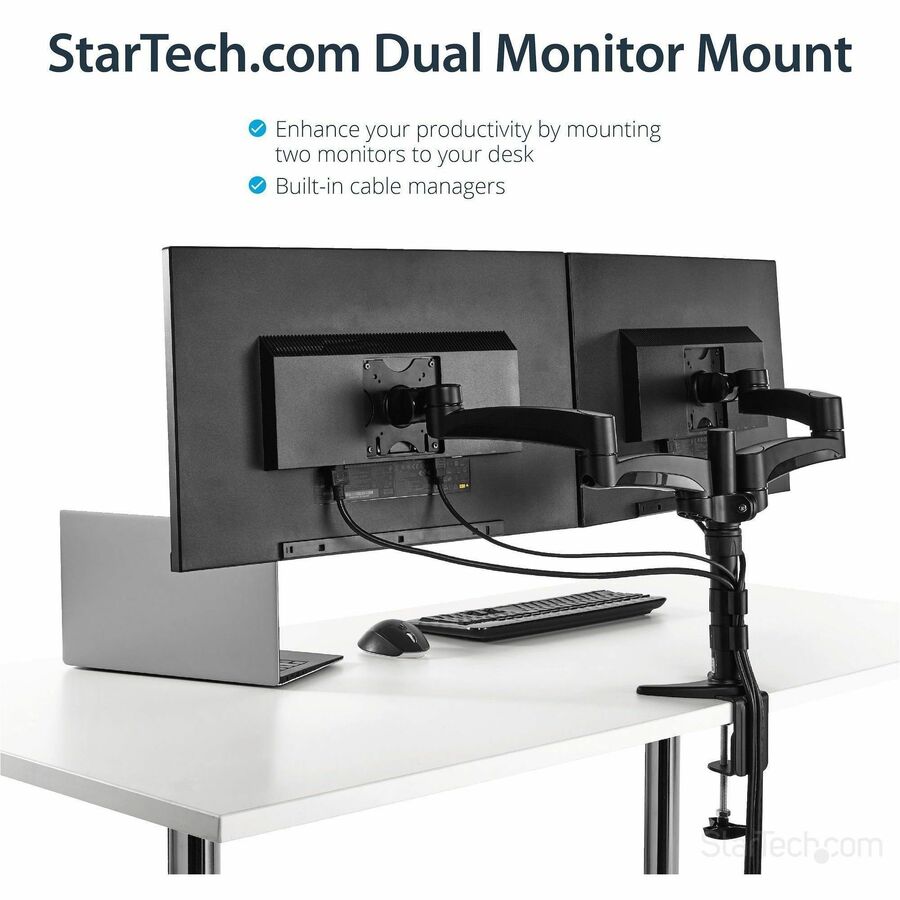 StarTech.com Mounting Arm for Flat Panel Display - Black - TAA Compliant