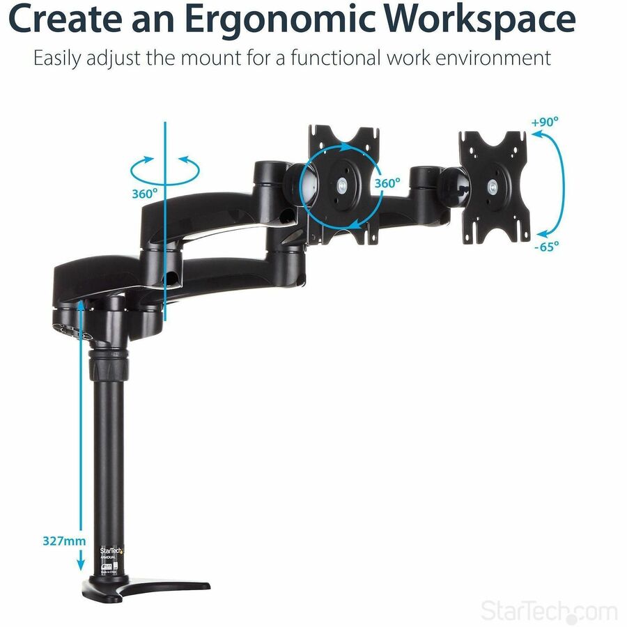StarTech.com Mounting Arm for Flat Panel Display - Black - TAA Compliant