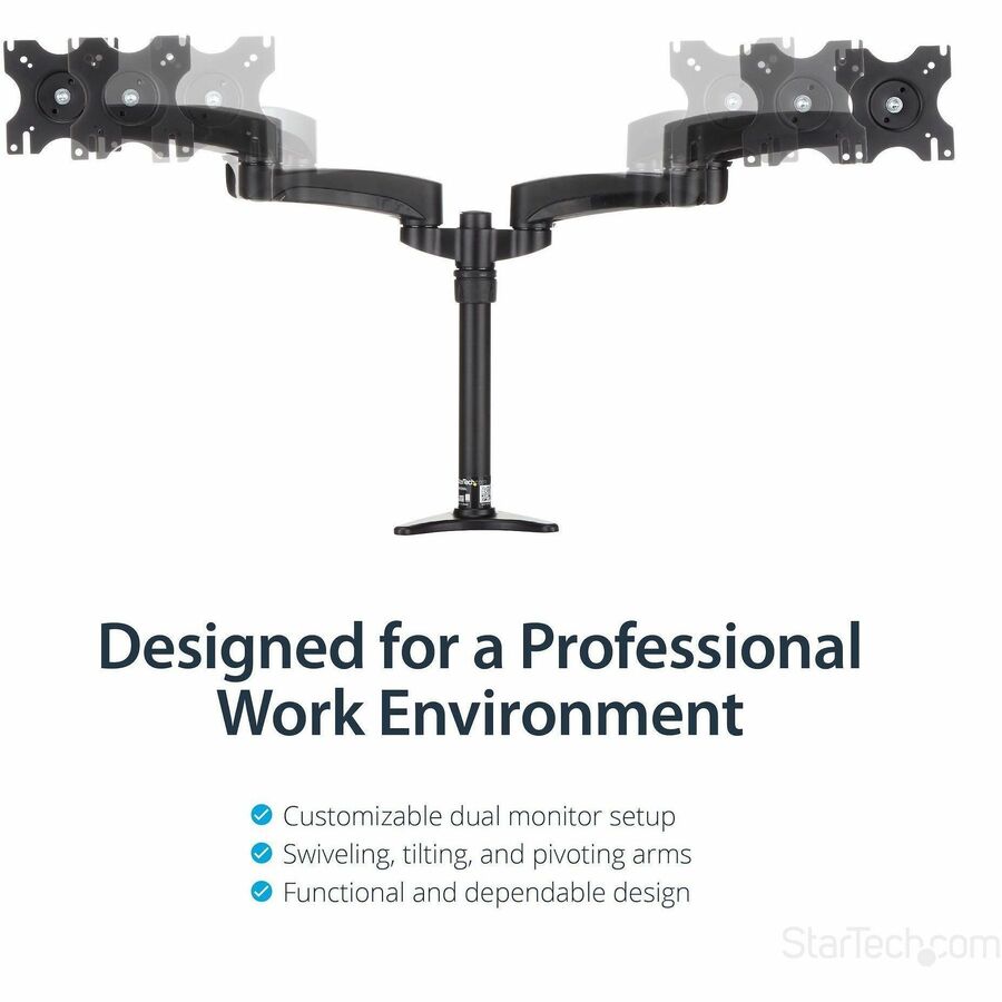 StarTech.com Mounting Arm for Flat Panel Display - Black - TAA Compliant
