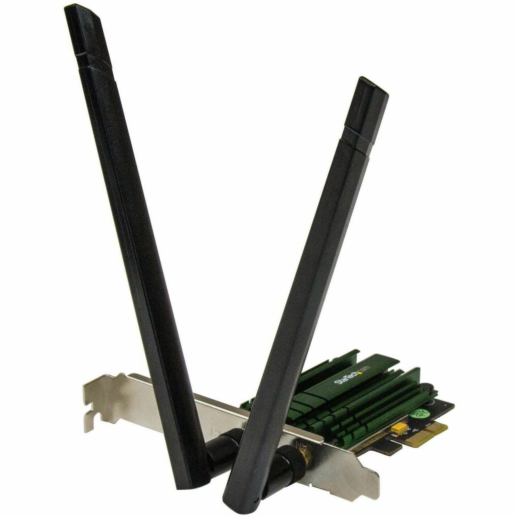 StarTech.com PCI Express Wireless AC Card, IEEE 802.11ac, Dual Band, 1.17 Gbit/s, 2 x 5 dBi Antennas, Internal, 1 Each