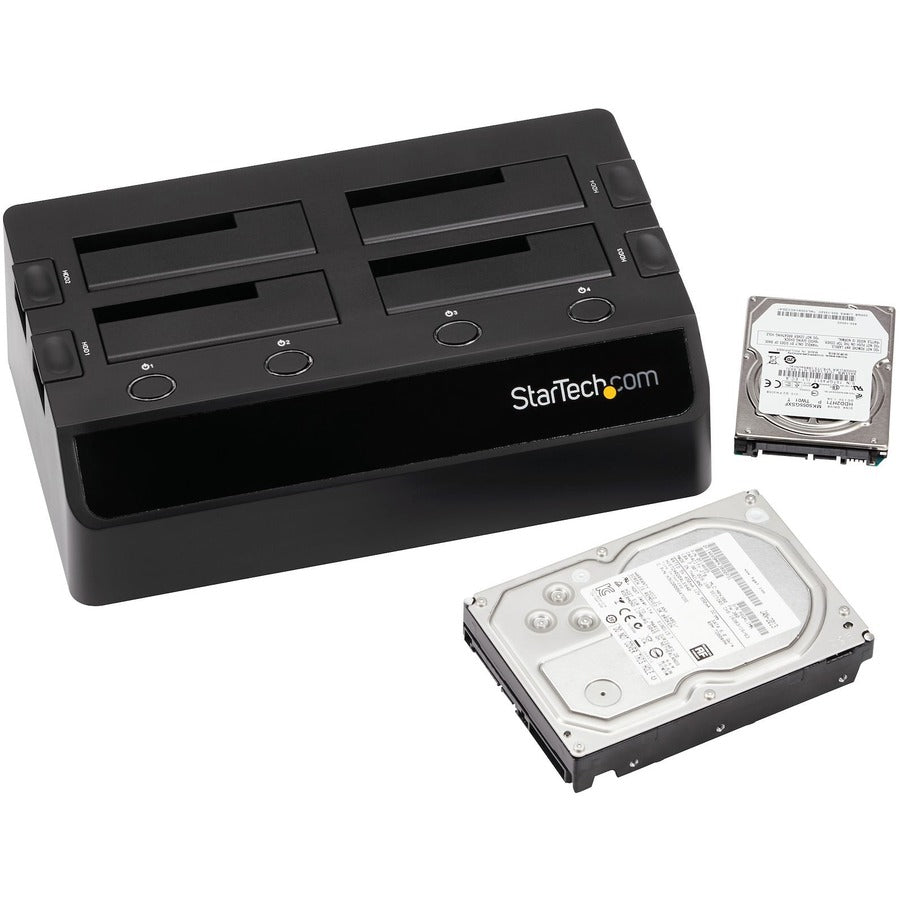 USB 3.0 4-Bay 2.5"/3.5" SATA SSD/HDD Dock, Supports 4 HDDs or 4 SSDs, UASP, External, Black