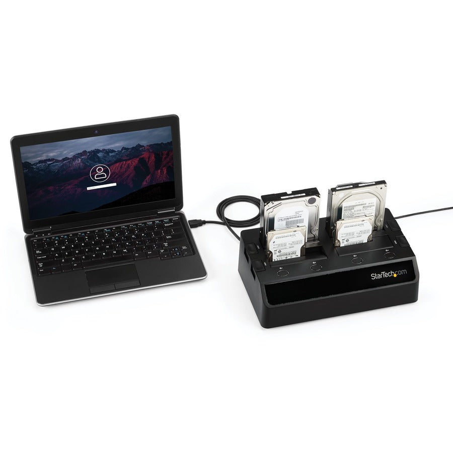USB 3.0 4-Bay 2.5"/3.5" SATA SSD/HDD Dock, Supports 4 HDDs or 4 SSDs, UASP, External, Black