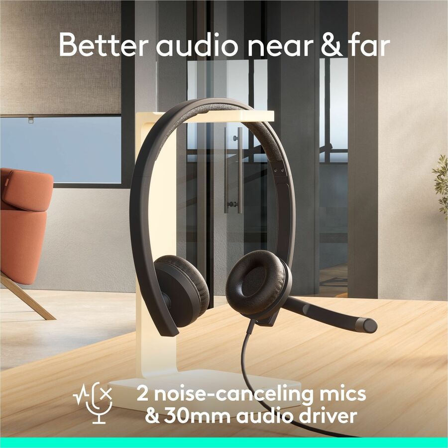 Stereo - USB - Wired - 31.50 Hz to 20 kHz - Over-the-head - Binaural - Supra-aural - Noise Cancelling, Electret Microphone - Black