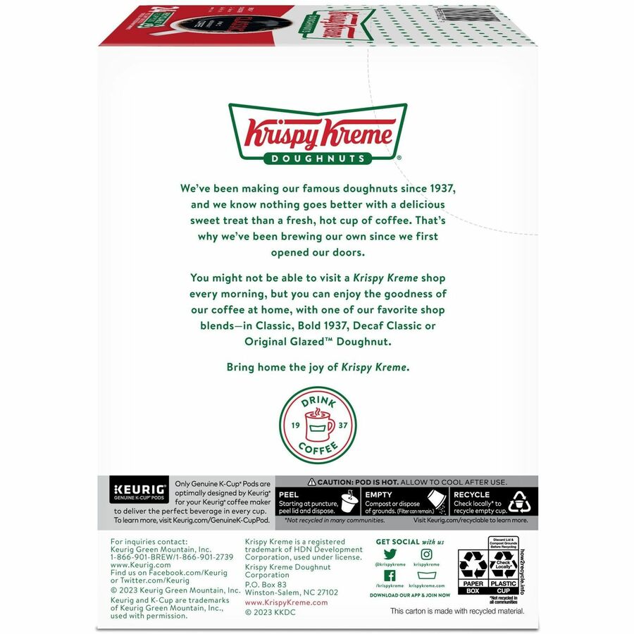 Compatible with Keurig Brewer - Regular - Medium - K-Cup, Pod - Classic - Kosher - 24 / Box