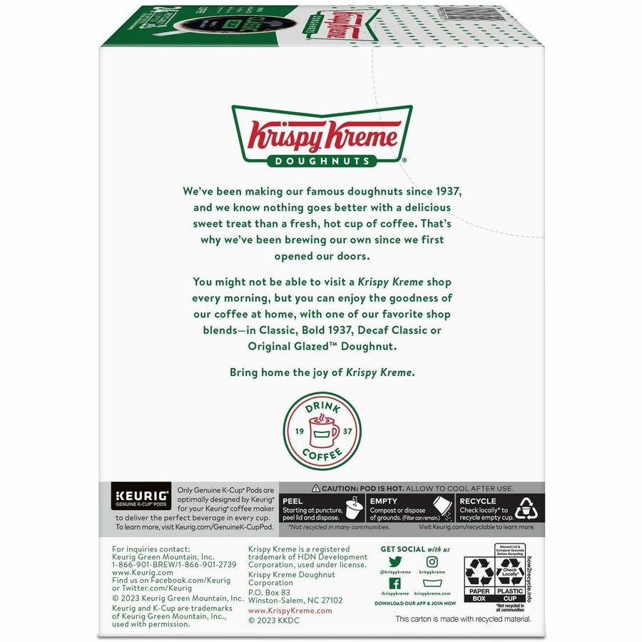 Compatible with Keurig Brewer - Full - K-Cup, Pod - Decaf, Classic - Kosher - Decaffeinated - 24 / Box