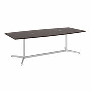 Bush Business Furniture Boat Top Conference Table, 42" x 95", 1" Thick, 28.65" High, Mocha Cherry Thermofused Laminate, Metal Base, 1 Each