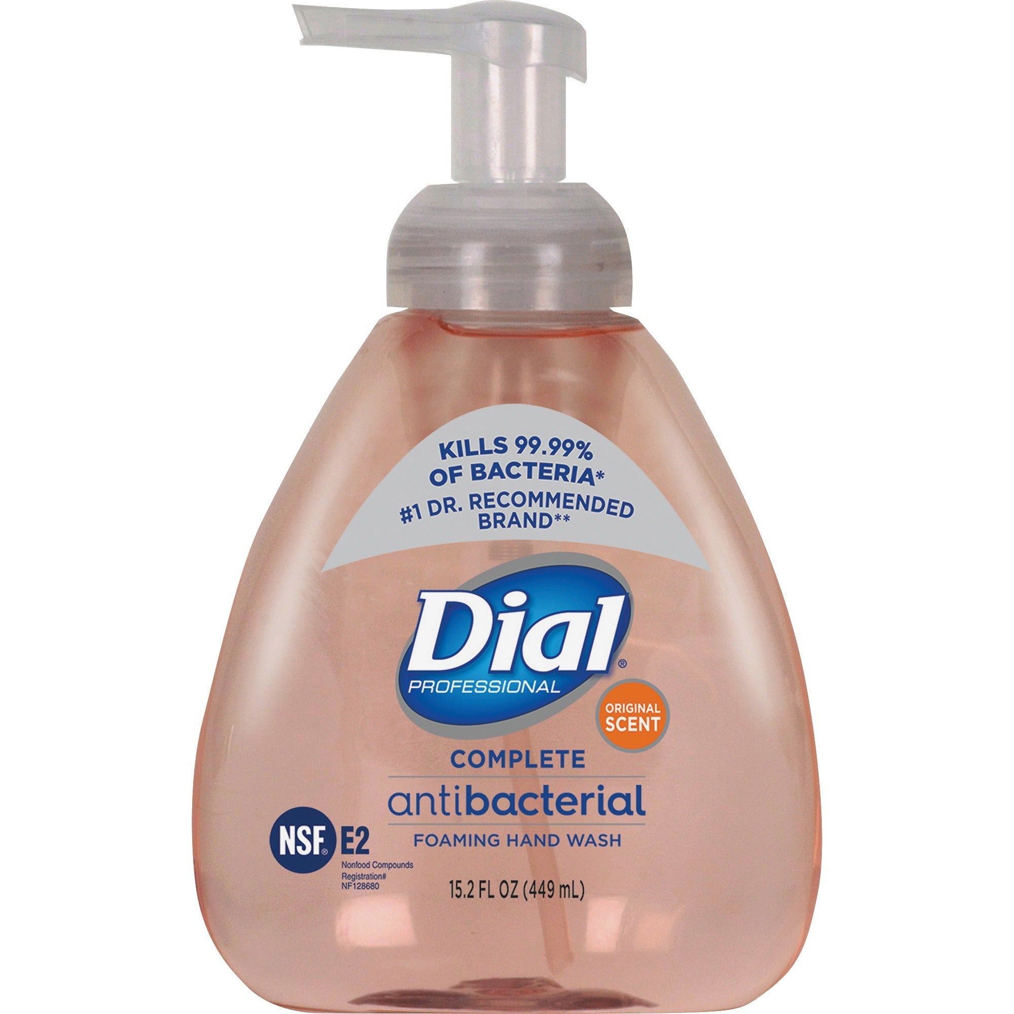 Dial Complete Antibacterial Foaming Hand Wash, Original Scent, 15.20 fl oz Pump Bottle, Pink, 4/Carton