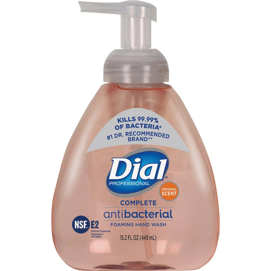 Dial Complete Antibacterial Foaming Hand Wash, Original Scent, 15.20 fl oz Pump Bottle, Pink, 4/Carton
