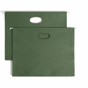 Smead Letter Size Recycled Hanging Folders, 3-1/2" Expansion, 11 pt., Standard Green, Full-Height Sides, Acid-Free, 10/Box