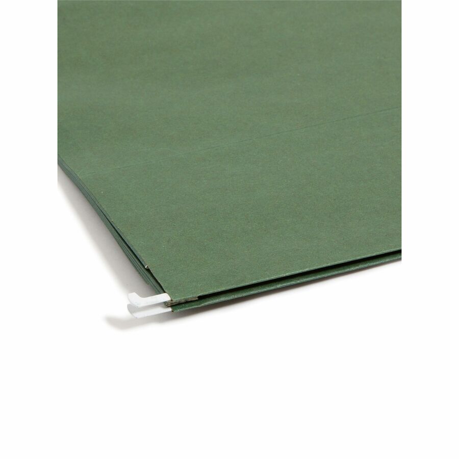 Smead Letter Size Recycled Hanging Folders, 3-1/2" Expansion, 11 pt., Standard Green, Full-Height Sides, Acid-Free, 10/Box