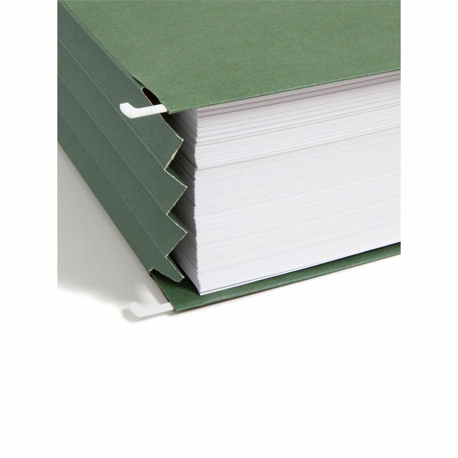 Smead Letter Size Recycled Hanging Folders, 3-1/2" Expansion, 11 pt., Standard Green, Full-Height Sides, Acid-Free, 10/Box