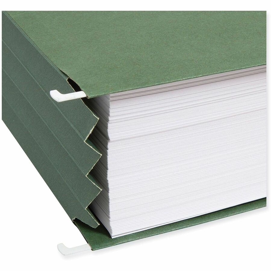 Smead Letter Size Recycled Hanging Folders, 3-1/2" Expansion, 11 pt., Standard Green, Full-Height Sides, Acid-Free, 10/Box
