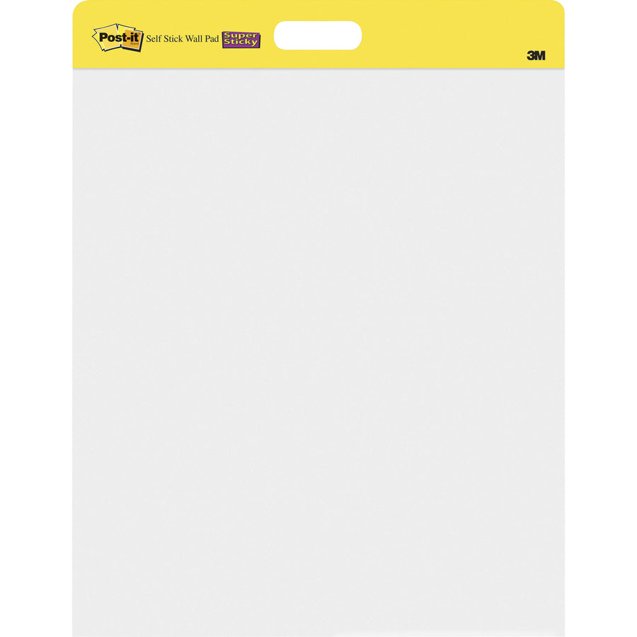 Post-it Self-Stick Wall Pads, 20" x 23", White, 20 Sheets per Pad, 2 Pads per Pack, 2 Packs per Carton, Stapled, Cardboard Cover, Self-adhesive, Repositionable, Bleed Resistant