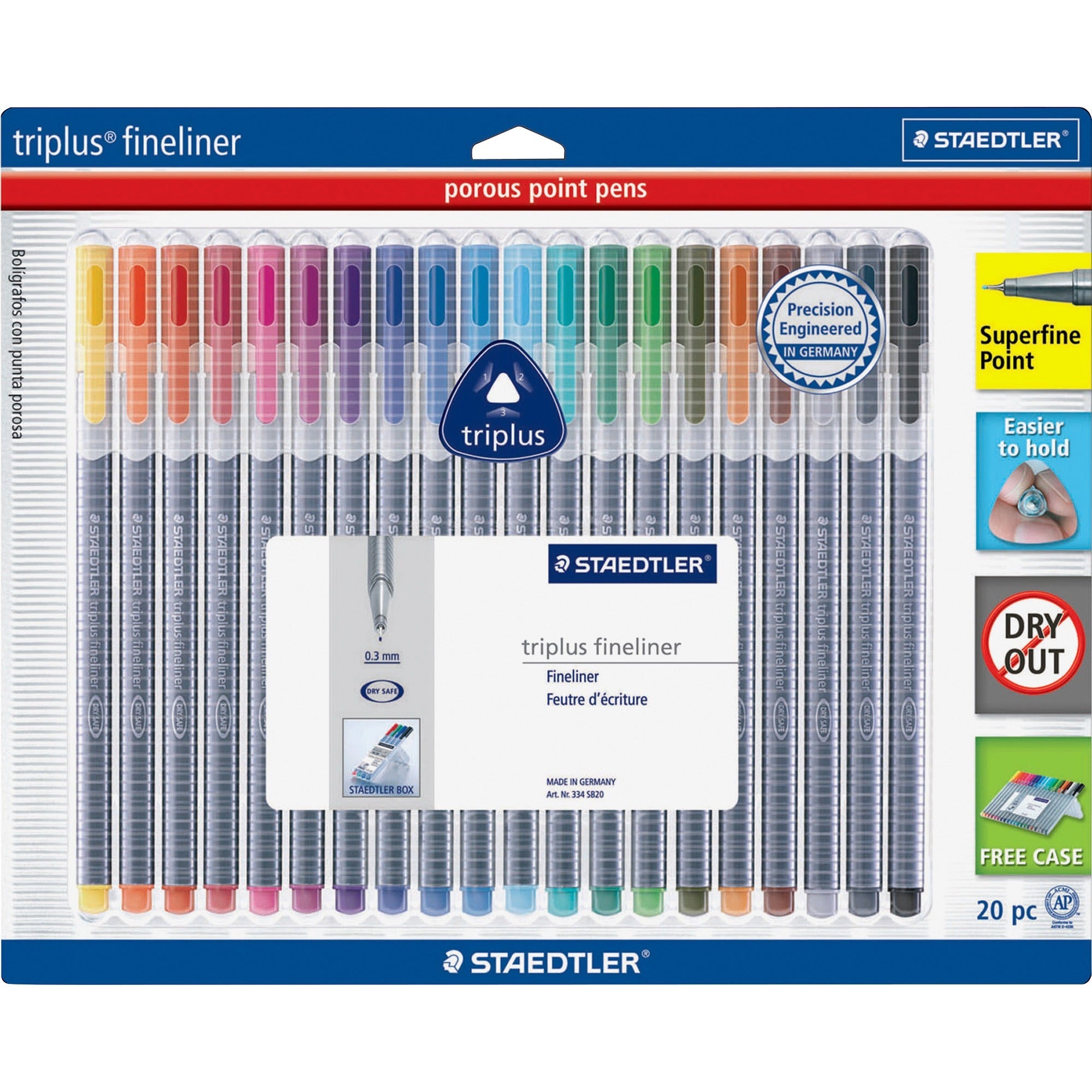 0.3 mm Super Fine Pen Point - Washable - Assorted Ink - Water Based - Polypropylene Barrel - Metal Tip - 20 / Pack