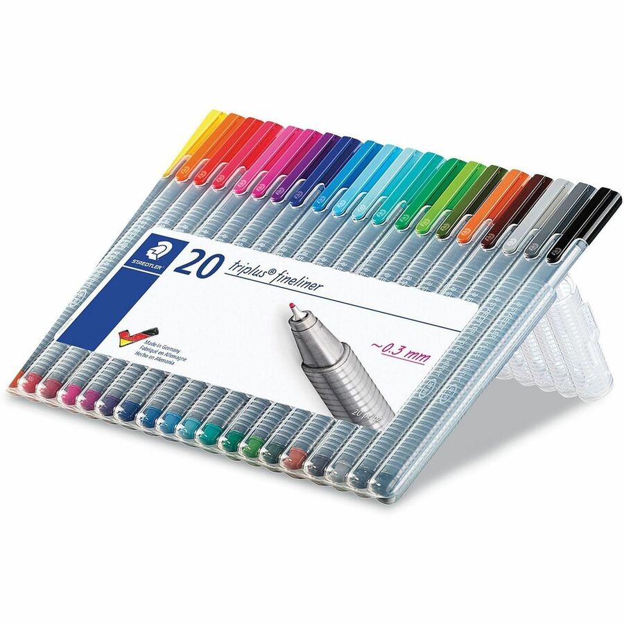 0.3 mm Super Fine Pen Point - Washable - Assorted Ink - Water Based - Polypropylene Barrel - Metal Tip - 20 / Pack