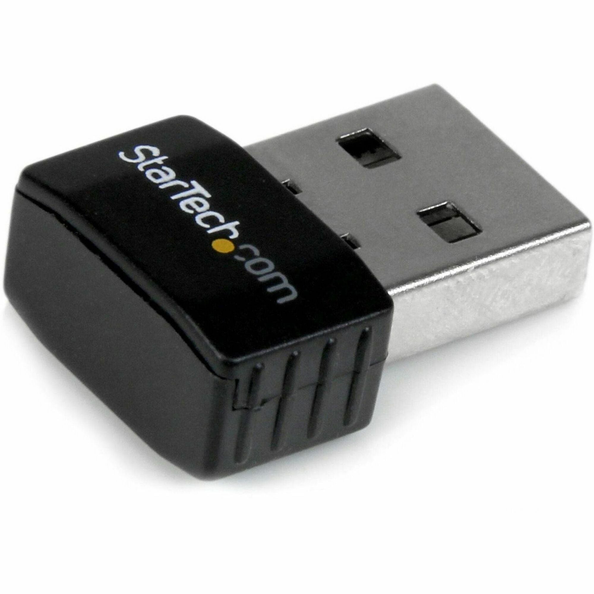 StarTech.com USB 2.0 300 Mbps Mini Wireless-N Network Adapter, IEEE 802.11n, 2.4 GHz, External, Black, 1 Each