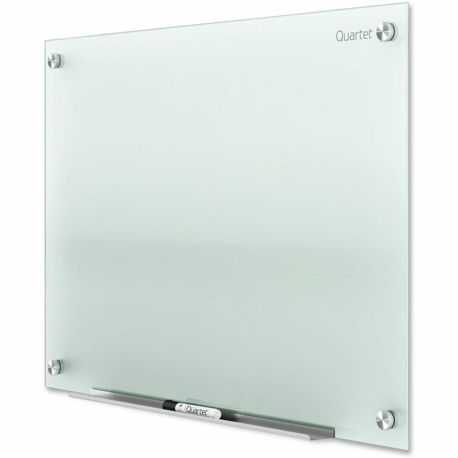 Quartet Infinity Glass Dry-Erase Whiteboard, 24" x 18", Frosted Tempered Glass Surface, Frameless, Horizontal/Vertical Mount, Includes Mounting Hardware, Marker Tray, and 1 Dry Erase Marker, 1 Each