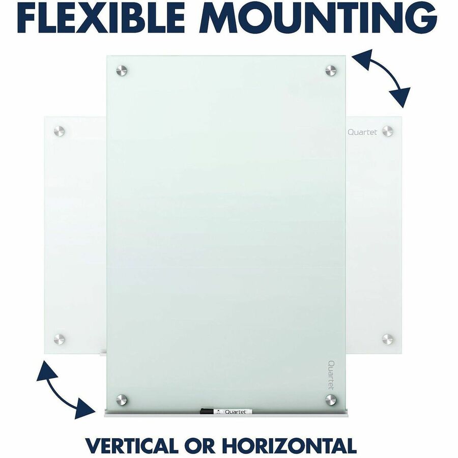 Quartet Infinity Glass Dry-Erase Whiteboard, 24" x 18", Frosted Tempered Glass Surface, Frameless, Horizontal/Vertical Mount, Includes Mounting Hardware, Marker Tray, and 1 Dry Erase Marker, 1 Each