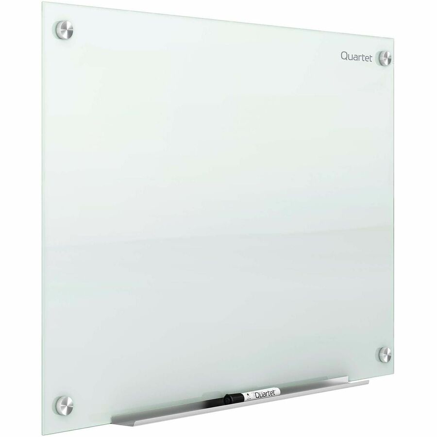 Quartet Infinity Glass Dry-Erase Whiteboard, 24" x 18", White Tempered Glass, Magnetic, Frameless, Includes Mounting Hardware, Marker Tray, Dry Erase Marker, 1 Each