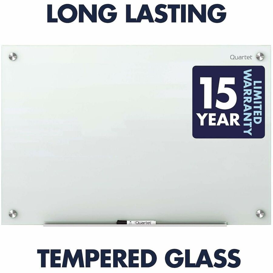 Quartet Infinity Glass Dry-Erase Whiteboard, 48" x 36", White Tempered Glass Surface, White Frame, Magnetic, Frameless, Includes 1 Board, Mounting Hardware, Marker Tray, Dry Erase Marker, 1 Each