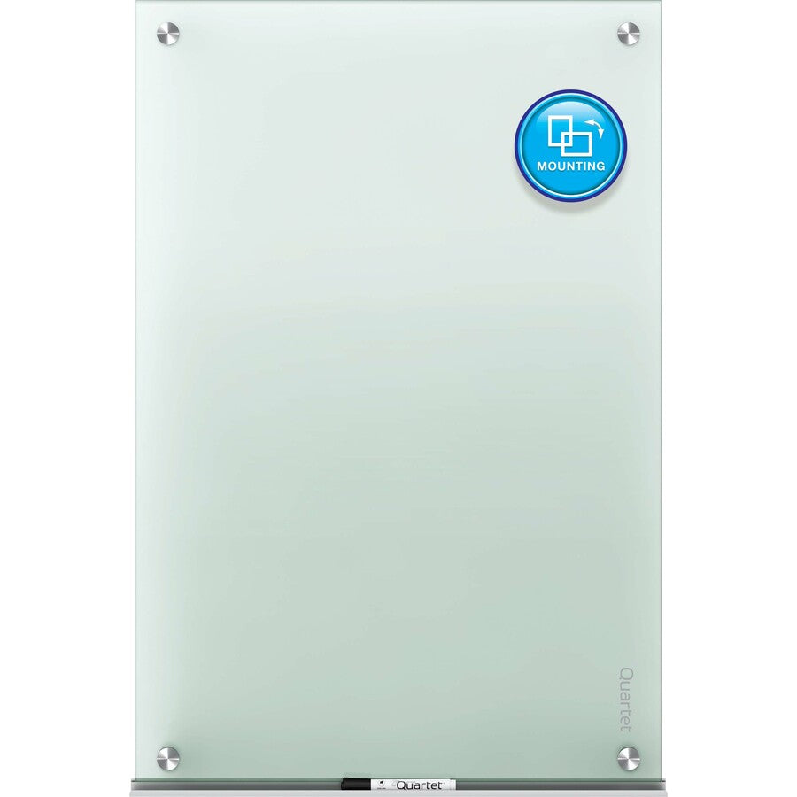Quartet Infinity Glass Dry-Erase Whiteboard, 48" x 36", Frosted Tempered Glass Surface, Frameless, Horizontal/Vertical Mount, Includes Mounting Hardware, Marker Tray, and 1 Dry Erase Marker, 1 Each