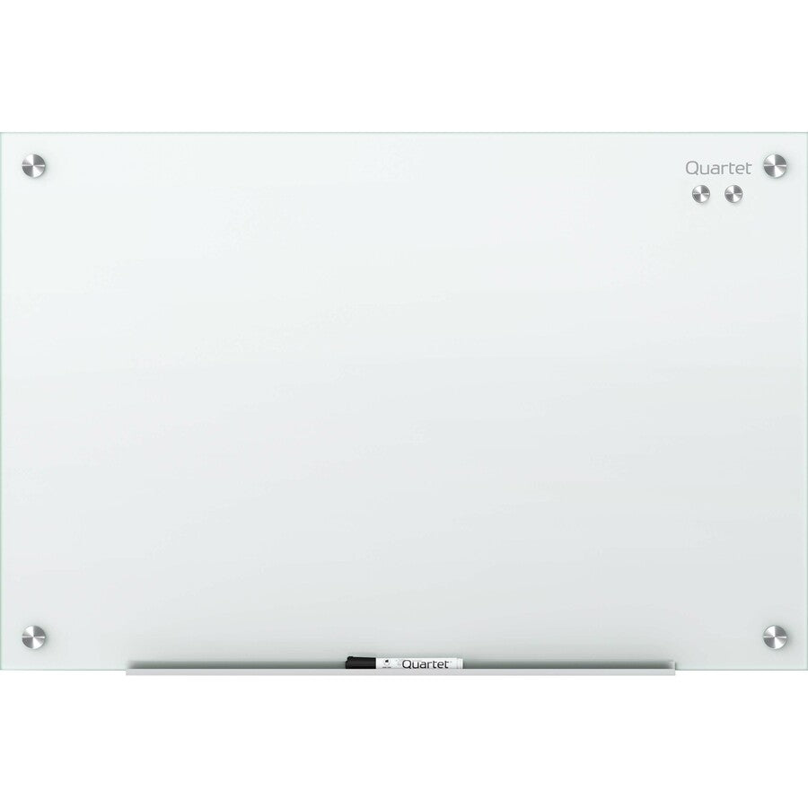 Quartet Infinity Glass Dry-Erase Whiteboard, 96" x 48", White Tempered Glass Surface, White Frame, Magnetic, Frameless, Horizontal/Vertical Mount, 1 Each