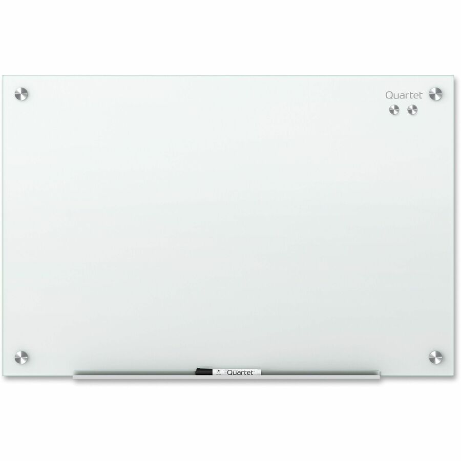Quartet Infinity Glass Dry-Erase Whiteboard, 96" x 48", White Tempered Glass Surface, White Frame, Magnetic, Frameless, Horizontal/Vertical Mount, 1 Each