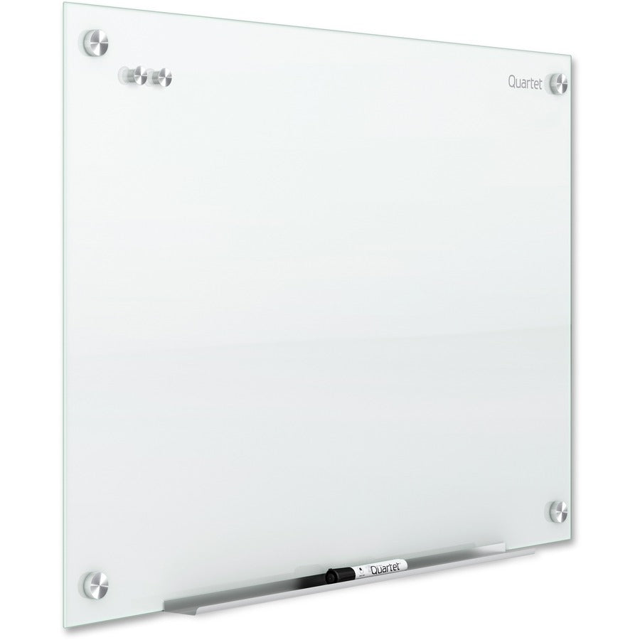 Quartet Infinity Glass Dry-Erase Whiteboard, 96" x 48", White Tempered Glass Surface, White Frame, Magnetic, Frameless, Horizontal/Vertical Mount, 1 Each