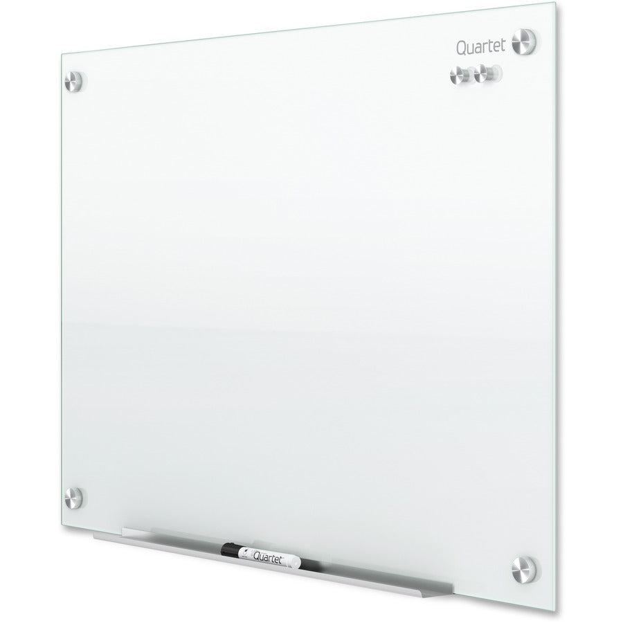 Quartet Infinity Glass Dry-Erase Whiteboard, 96" x 48", White Tempered Glass Surface, White Frame, Magnetic, Frameless, Horizontal/Vertical Mount, 1 Each