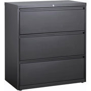 Lorell Fortress Series Lateral File, 3-Drawer, 36"W x 18.8"D x 40.1"H, Charcoal, Steel, 1 Each